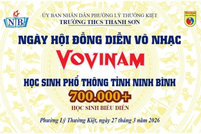 Chương trình đồng diễn Ngày hội võ nhạc Vovinam của Trường THCS Thanh Sơn. Hưởng ứng ngày thể thao Việt Nam 27/3.